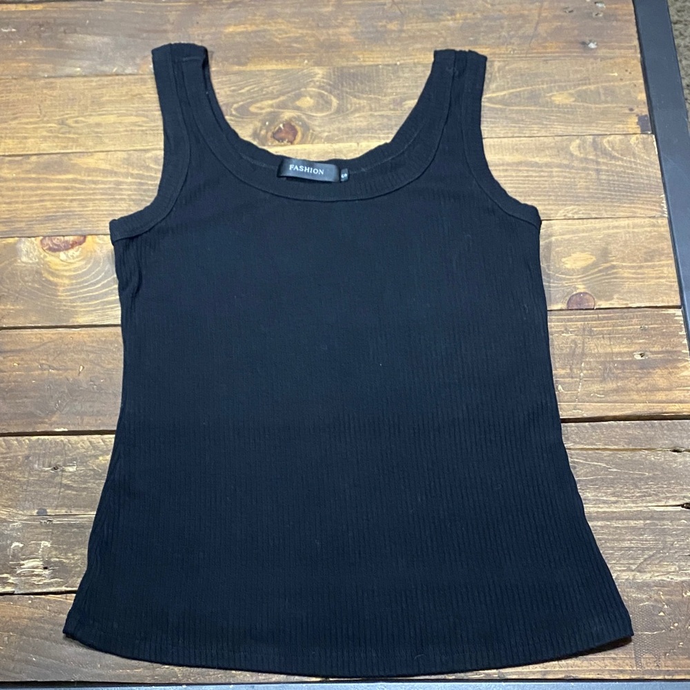 Black Ribbed Tank Top